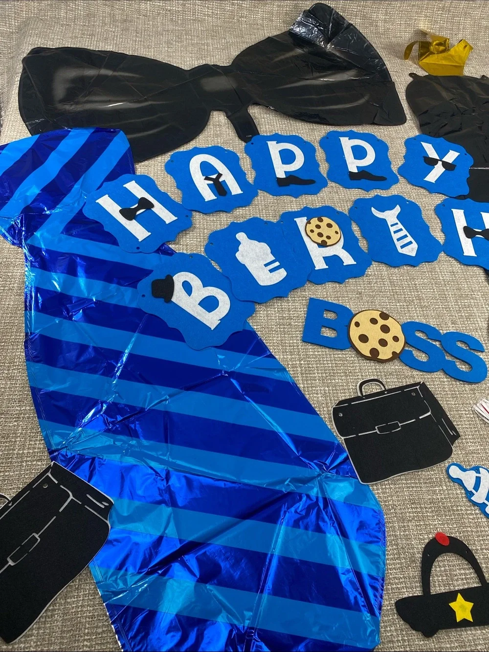 Happy Birthday baby Boss Blue Party Banner with Accessories 1 year old balloon